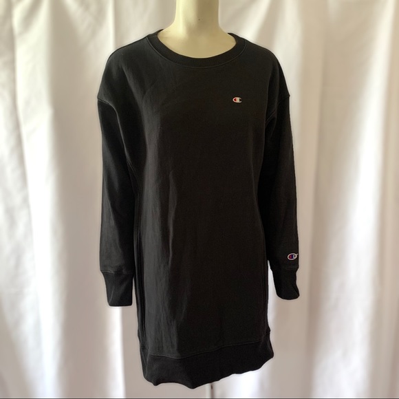 CHAMPION BLACK DRESS SHIRT COTTON CREWNECK OVERSIZED LONG  SLEEVES WOMEN SMALL - Picture 10 of 14